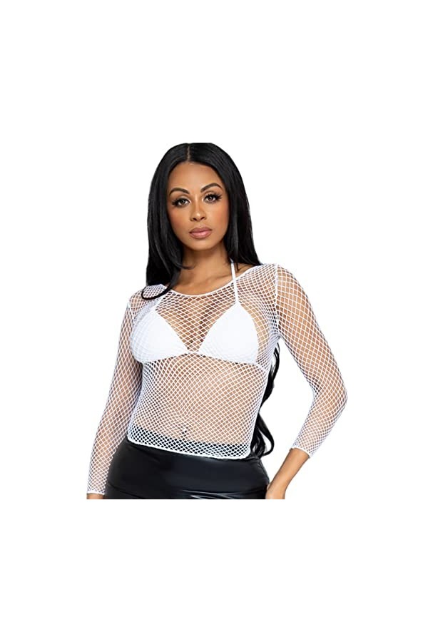 Leg Avenue Top Manches Longues Maille Rose Fluo Taille Unique