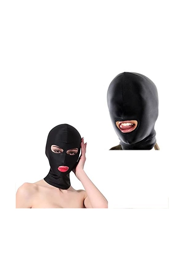 Cagoule respirante Coiffure complète Costumes de scène Roleplay（2PCS Noir）