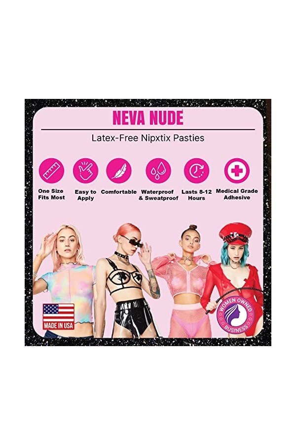 Neva Nude Under the Sea Nipztix Cache-tétons adhésifs de qualité médicale, imperméables, fabriqués aux États-Unis, Bowee Bleu