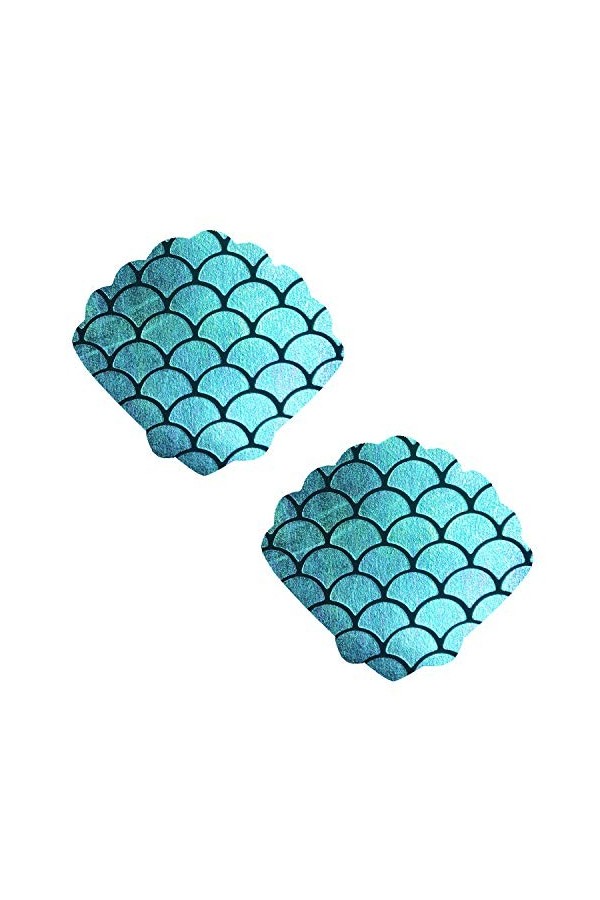 Neva Nude Under the Sea Nipztix Cache-tétons adhésifs de qualité médicale, imperméables, fabriqués aux États-Unis, Bowee Bleu