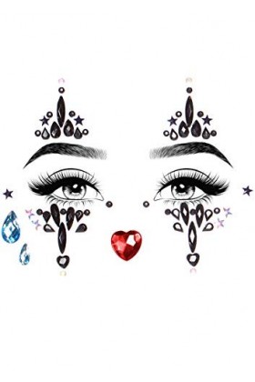 Leg Avenue - Harlequin face jewels sticker, Taille Unique Multicolore 