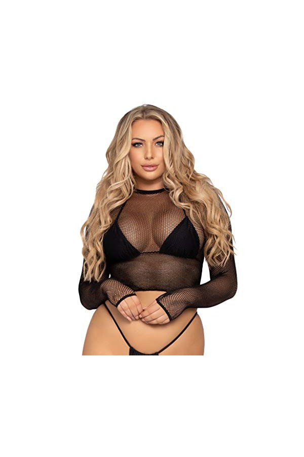 Leg Avenue Crop Top-8163522001 Couche de Base, Noir, Taille Unique Femme