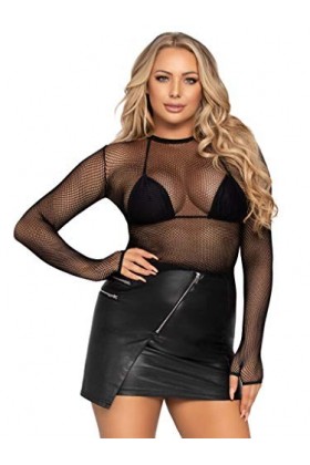 Leg Avenue Crop Top-8163522001 Couche de Base, Noir, Taille Unique Femme