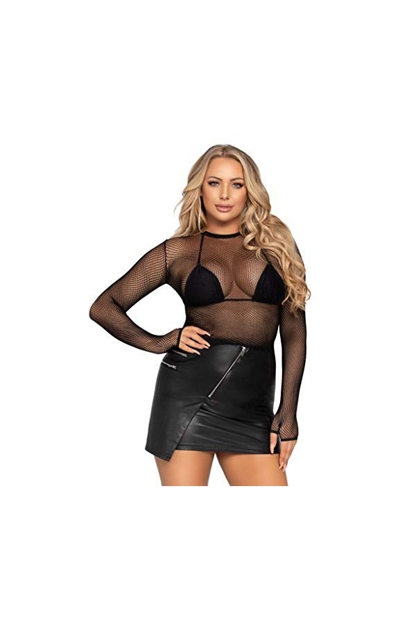 Leg Avenue Crop Top-8163522001 Couche de Base, Noir, Taille Unique Femme