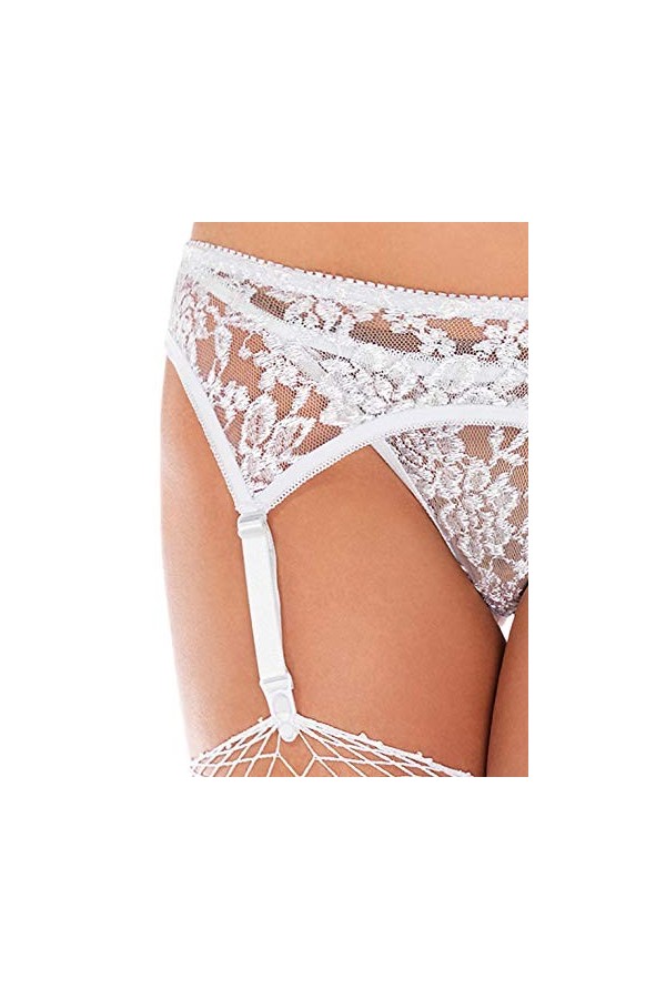 Leg Avenue Jarretelles avec String Blanc