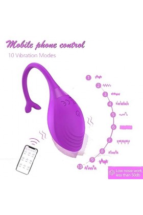 Mini Víbrômạśśeur Fëmme Sans Fil Oëụf Vîbrant Cónnecté Tëlephone Vîbroṃaśśeụrs Fëminin à Distánce Blüetoòth App Còntrôle Ŝẹx