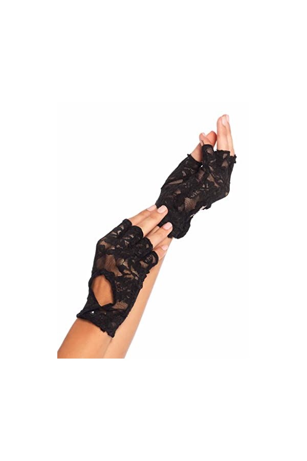 Leg Avenue- Lace Keyhole 2724 Mitaines Dentelle Noir Taille Unique EUR 34-38, 272422001, Lot de 1 