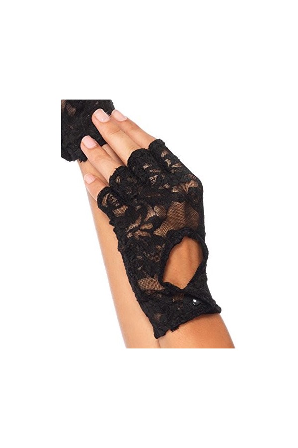 Leg Avenue- Lace Keyhole 2724 Mitaines Dentelle Noir Taille Unique EUR 34-38, 272422001, Lot de 1 