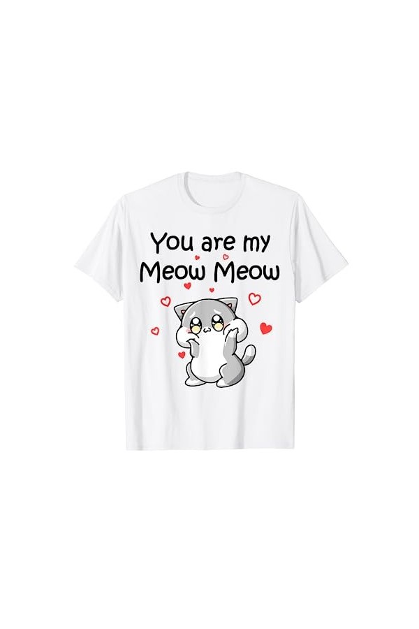 Cat Meow Couples amoureux Preuve damour Saint-Valentin T-Shirt