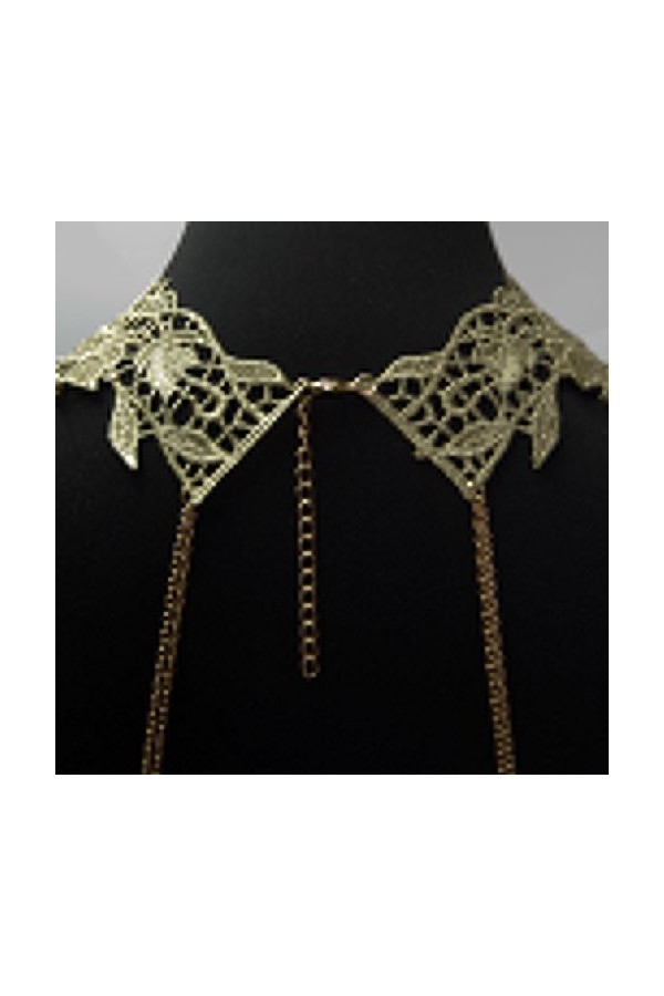 Bobury Femmes Lace Hollow Flower Collar Body Chaînes avec des Glands Multicouches