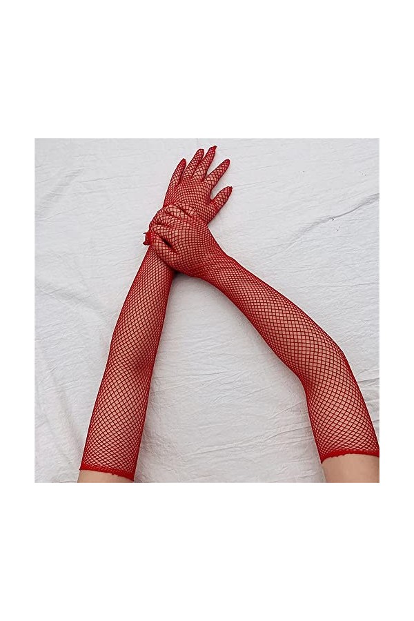 FEER Femmes personnalité haute élasticité Net maille mince Cosplay Sexy Transparent scène Performance gants doux