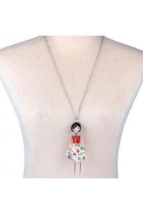 NELLN Collier déclaration à la main français poupée collier maxi longue chaîne pendentif alliage bohème nouvelles choker fill
