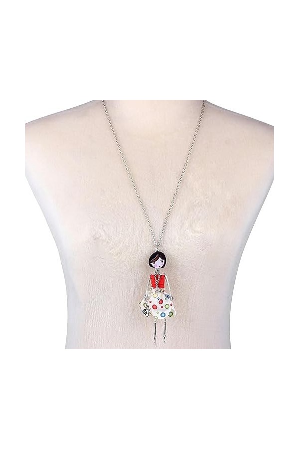 NELLN Collier déclaration à la main français poupée collier maxi longue chaîne pendentif alliage bohème nouvelles choker fill