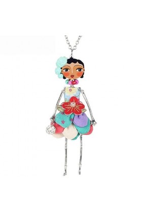 NELLN Collier tissu fait main robe alliage poupée collier pendentif Collier Chaîne Femmes bijoux populaires