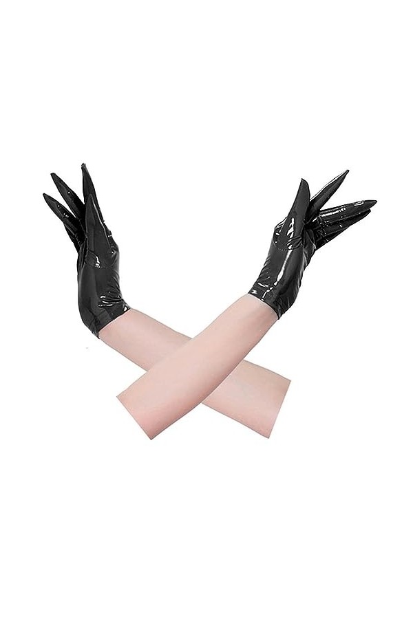 VOIV Gants courts en PVC effet mouillé brillant en cuir PU pour cosplay sexy doigts séparés Danse Performance Luvas Gothique 