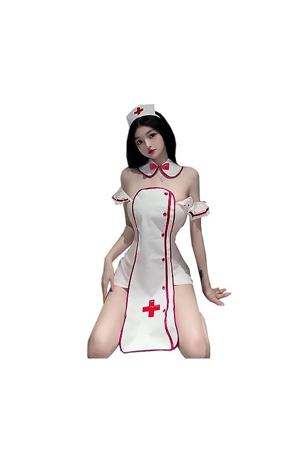 Costume dinfirmière sexy pour femme - Caractère coquin - Jolie lingerie - Pour Halloween - Cosplay