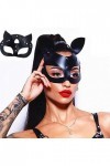 LASIEYO Masque de Catwoman Halloween, Masque Catwoman, Masque en Cuir PU Noir, Demi Masque Noir, Masque de Cuir de Chat de Vi