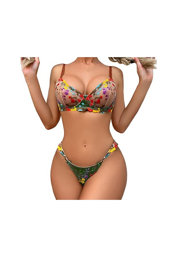 Soutien-gorge et slip en dentelle - Lingerie érotique - Lingerie sexy - Perspective sexy, rouge, L