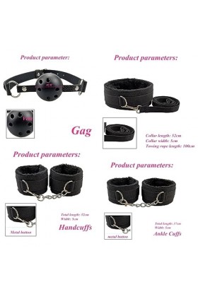 Ensemble Bȭndǎge & Tie-Up 10 pièces en nylon rouge noir pour adultes