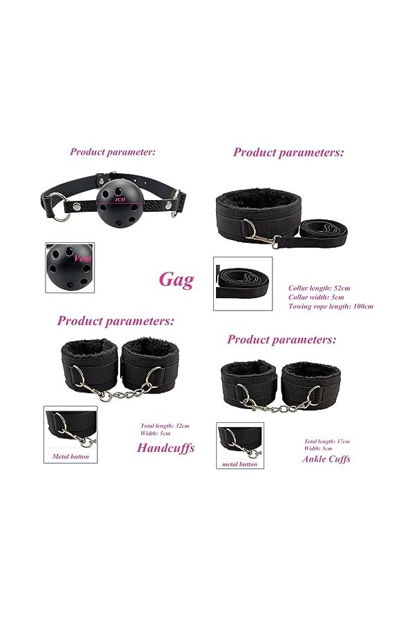 Ensemble Bȭndǎge & Tie-Up 10 pièces en nylon rouge noir pour adultes