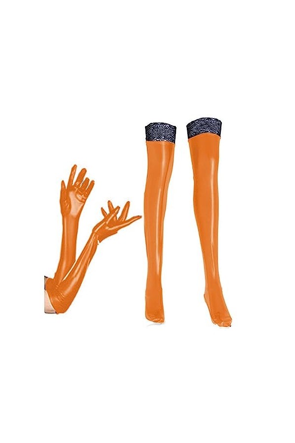 Pole Dance Accessoire Femme Métal Cuir Gants Longs avec Accessoires Dentelle Café, XXXL