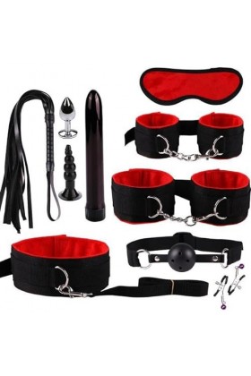 Ensemble de 10 pièces en nylon rouge pour adultes Bȭndǎge & Tie-Up 