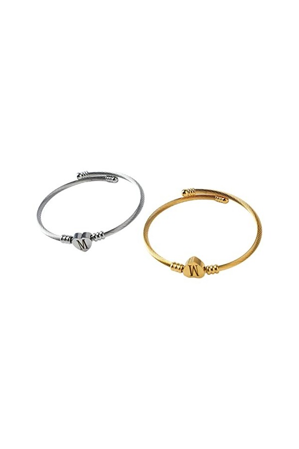 Bracelet de Manchette torsadé, Bracelet de Câble torsadé Robuste en Titane Flexible 2 Pièces pour le Quotidien