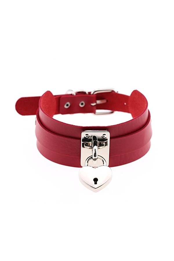 Ensemble de cou en cuir PU exagéré de personnalité, collier de verrouillage de coeur de pêche de boîte de nuit de rue serrur