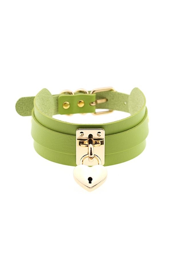 Ensemble de cou en cuir PU exagéré de personnalité, collier de verrouillage de coeur de pêche de boîte de nuit de rue serrur