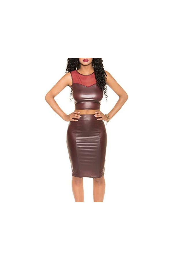 Koucla Party Wet Look Crop Top avec empiècement en maille, Noir , S