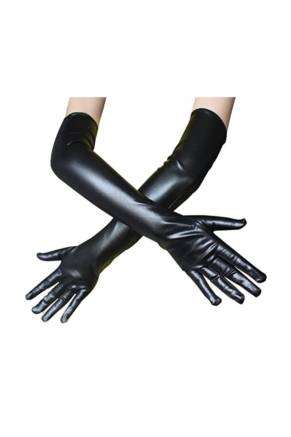 COOKOE Gants longs sexy en cuir PU extensible pour femme - Pour danse punk