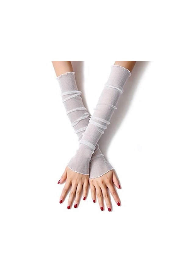 COOKOE Mitaines élastiques Lolita gothiques en maille et dentelle - Accessoires de robe pour femme - Manchettes sexy