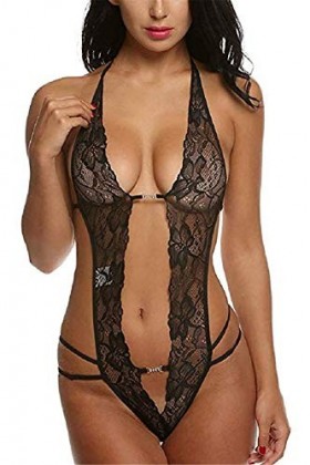 Femmes Sexy Dentelle Dos Nu Combinaison Sexy Lingerie Body Pyjamas Bandage Culotte Ouverte Ouvrir Le Dos sous-Vêtements Trans