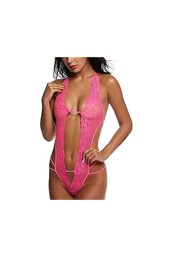 Femmes Sexy Dentelle Dos Nu Combinaison Sexy Lingerie Body Pyjamas Bandage Culotte Ouverte Ouvrir Le Dos sous-Vêtements Trans