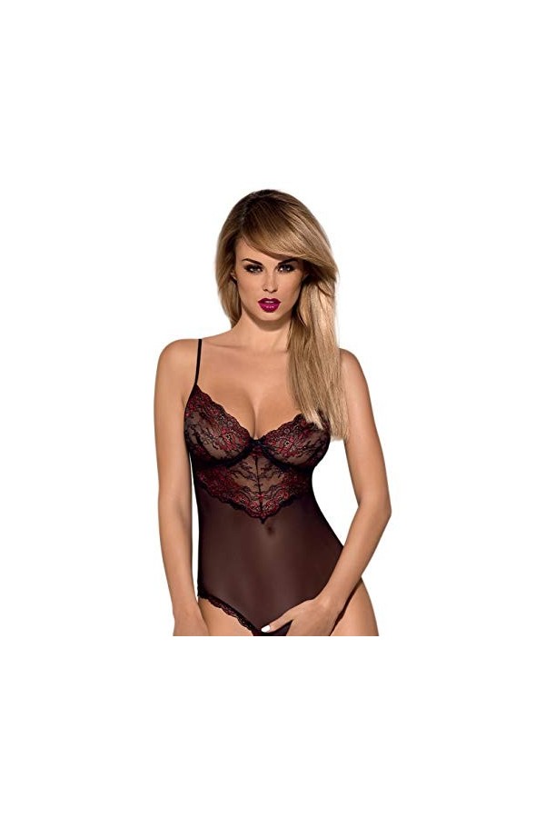 Obsessive body ouvert femme, noir/bordeaux ouvert, S-M