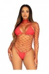 Leg Avenue 89210 Body Col Haut en Maxi Résille Rouge Taille Unique EUR 34-38