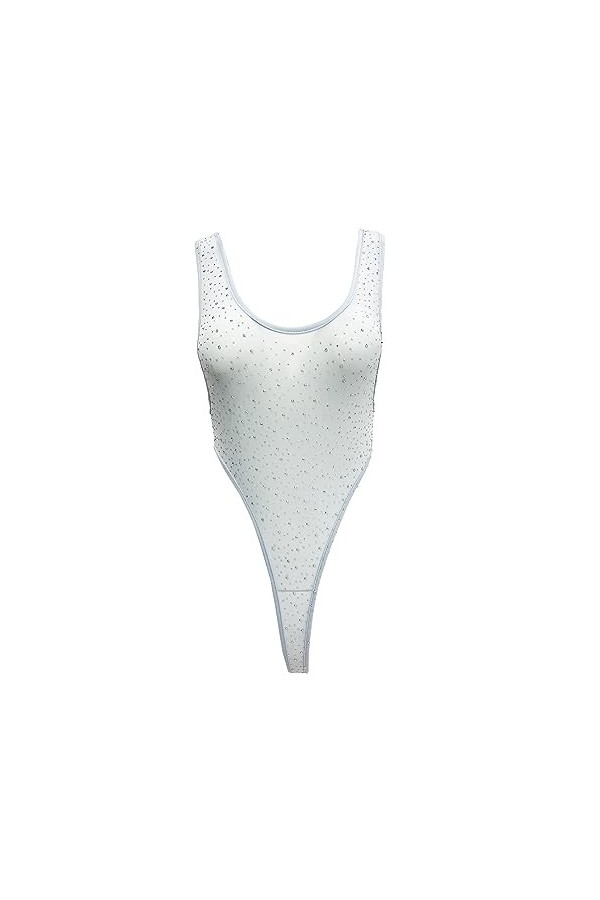 TACKTIMES Body transparent pour femme - Haut - En tulle - Sans manches - Maillot de corps - Monokini - Lingerie sexy - Taille