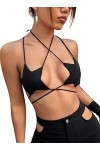 Rave Star Top pour femme - Sexy dos nu - Soutien-gorge de danse dos nu avec bretelles croisées - Tenue de musique et festival