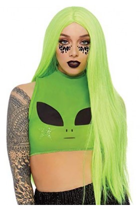 Leg Avenue - Crop Top en Maille Alien, Vert, L 42-44 