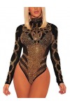 SEBOWEL Bodys Femme sexy en maille fine Combinaison à Body à manches courtes Bodysuit Clubwear