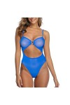 SHERRYLO Maillot de bain une pièce transparent pour femme - Monokini sexy en maille - Noir, noir, Taille L
