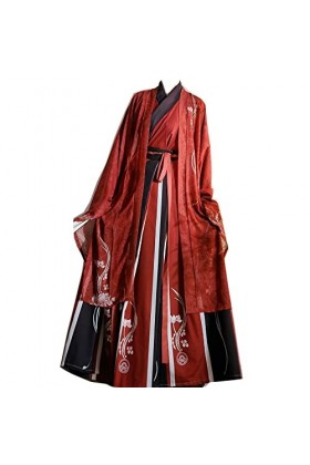 Ensemble Hanfu chinois antique pour hommes et femmes adultes, Rouge, S