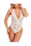 YeeHoo Femme Combinaison Sexy Lingerie Ouverte Bodysuit Halter Dentelle