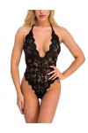 YeeHoo Femme Combinaison Sexy Lingerie Ouverte Bodysuit Halter Dentelle