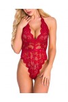 YeeHoo Femme Combinaison Sexy Lingerie Ouverte Bodysuit Halter Dentelle