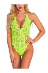 YeeHoo Femme Combinaison Sexy Lingerie Ouverte Bodysuit Halter Dentelle