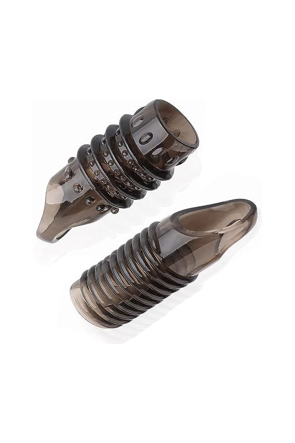 Agrandissement de Pénis PréServatif De Vibration à Double Bouche Muscle Line Pour Homme ÉTendez Et éLargissez Le Manchon PéNi