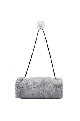 SwirlColor Manchon Fourrure Femme, Fausse Fourrure Manchon pour Main avec Cordon Poche Manchon Chauffe Main Gris, avec Croche