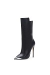 WOkismD 12CM / 4.72IN Bout pointu Zipper Super High Heel Bottes courtes Stiletto Heel Bottes de mode de grande taille pour fe