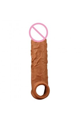 Réaliste P-ÊŇIs Extenseur plaisir Couple Préservatif masculin Extenseur de pénis en silicone liquide médical Pénis de simulat